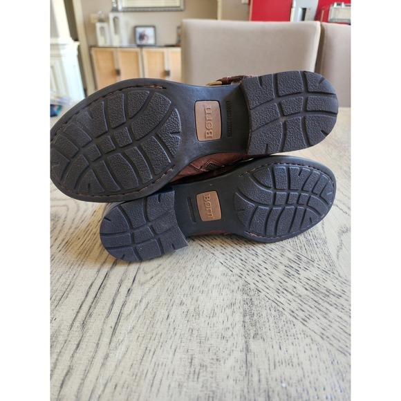 Born Boots Booties Womens Size 6.5 M Brown Leather Zip 2 Buckle Ankle Boots - Picture 6 of 10